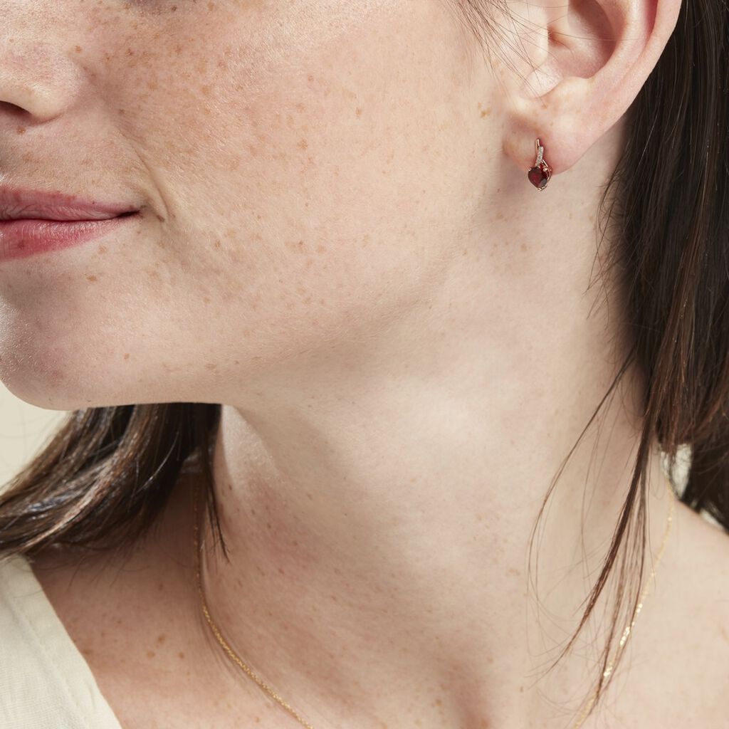 Boucles D'oreilles Puces Or Rose Clothilde Rhodolite