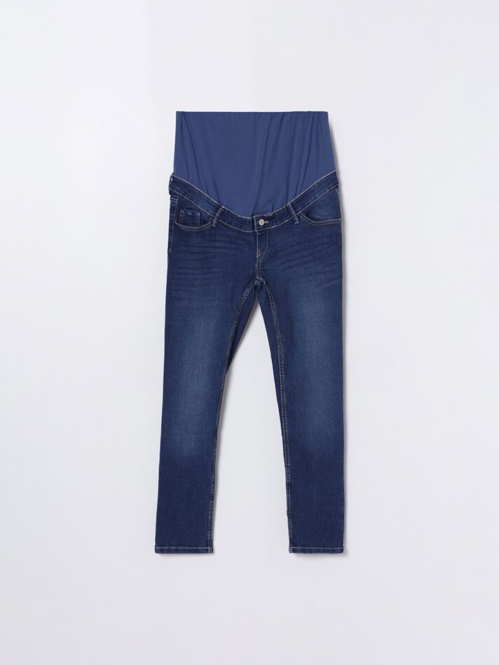 Calça jeans skinny para gestantes - Azul escuro