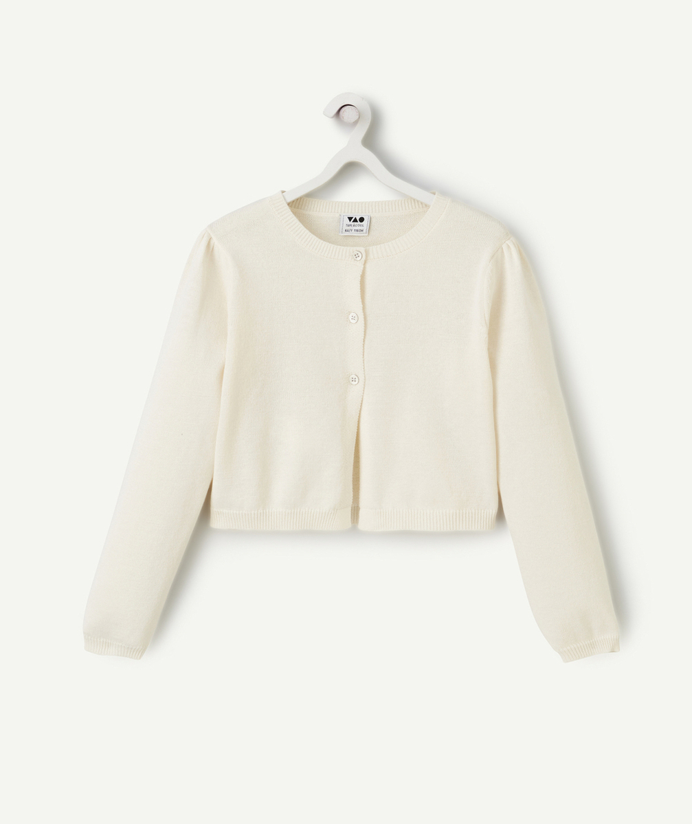 CARDIGAN FILLE ÉCRU PAILLETÉ ET BOUTONS