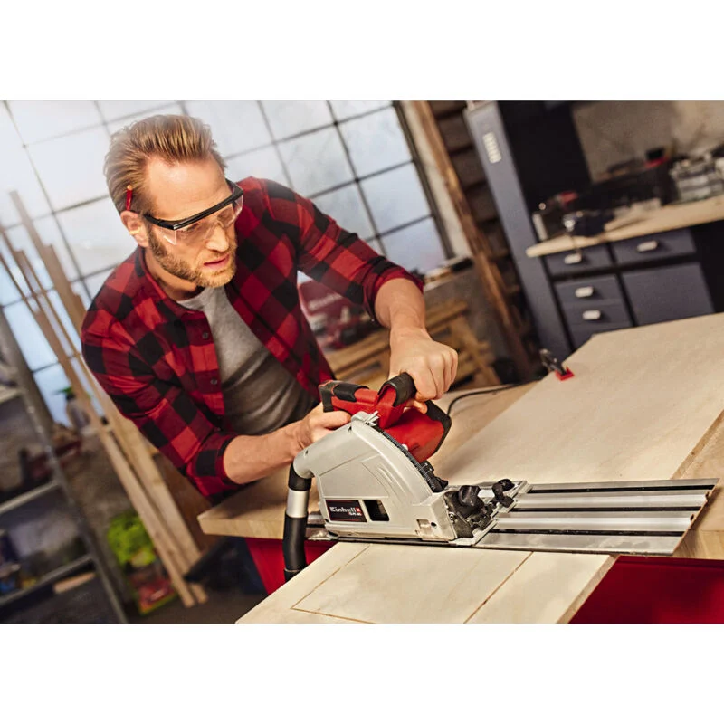 Einhell Scie plongeante TE-PS 165 (1200 W, Diamètre de lame : 165mm, 48 dents, lame HW/TCT, profondeur de coupe : 56 mm, réglage sans outil, Livré avec accessoires)