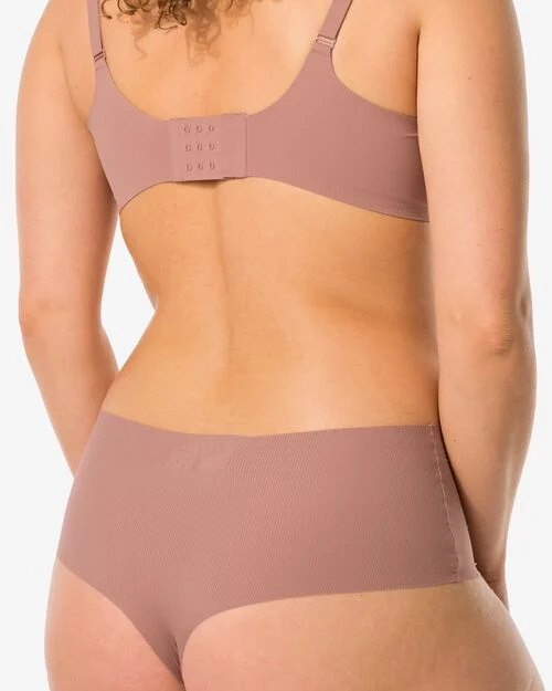 string taille haute microfibre côtelé pour femme  marron clair