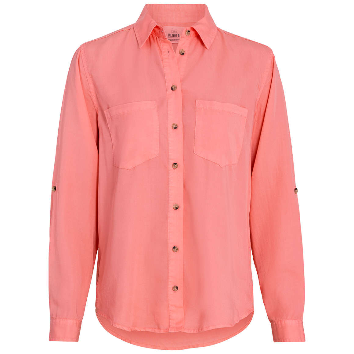 Gina Benotti Damen Hemdbluse mit Turn-up-Ärmeln pink
