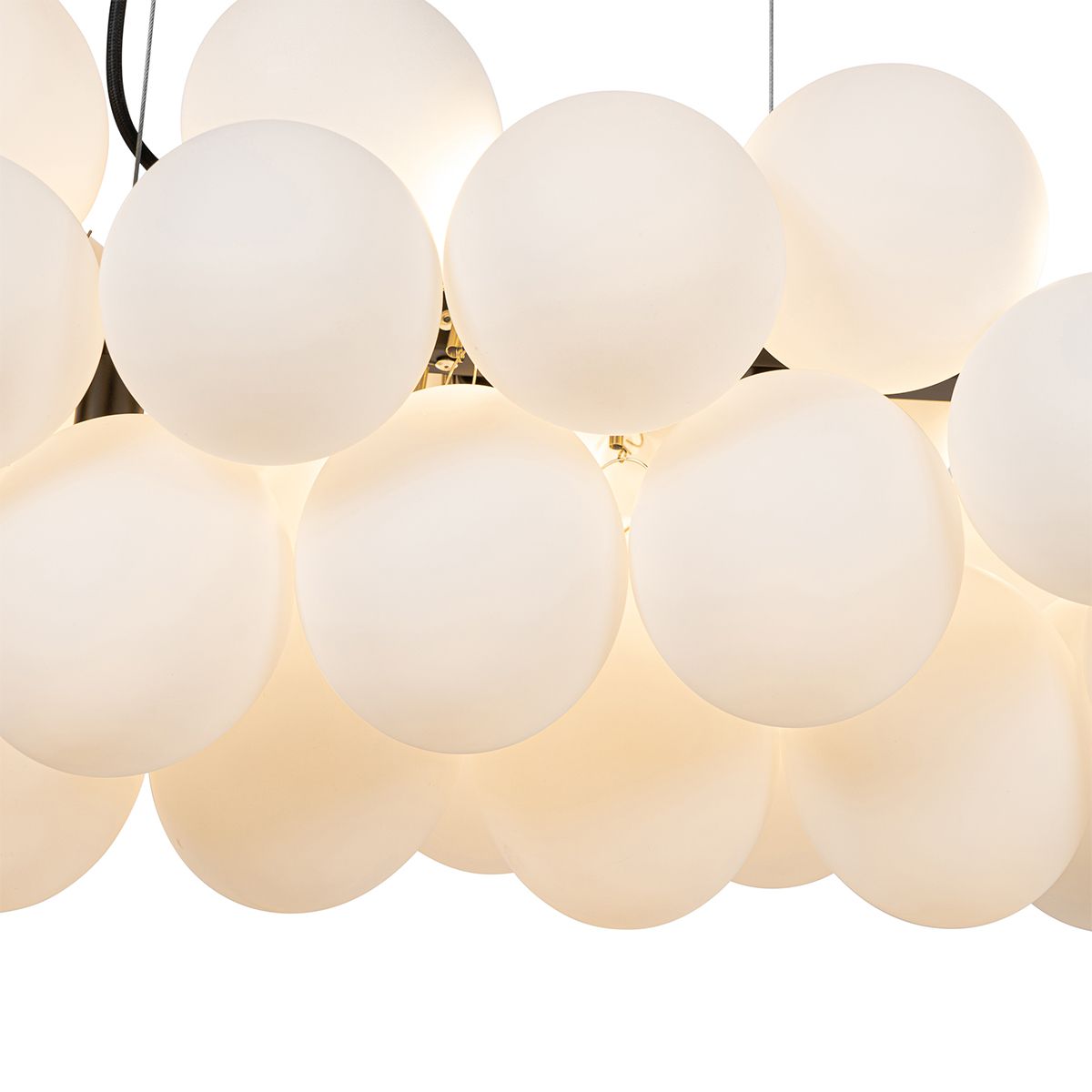Hanglamp zwart met opaal glas 8-lichts langwerpig - Uvas