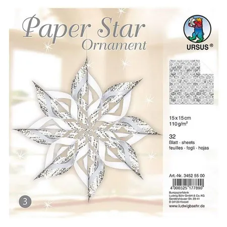 URSUS Paper Star Ornament 3 für 4 Sterne