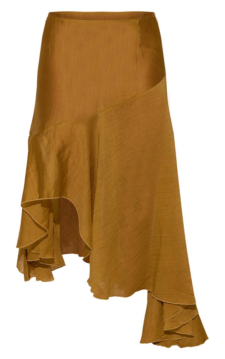 Vert Olive Jupe De Plage Midi À Ourlet Asymétrique