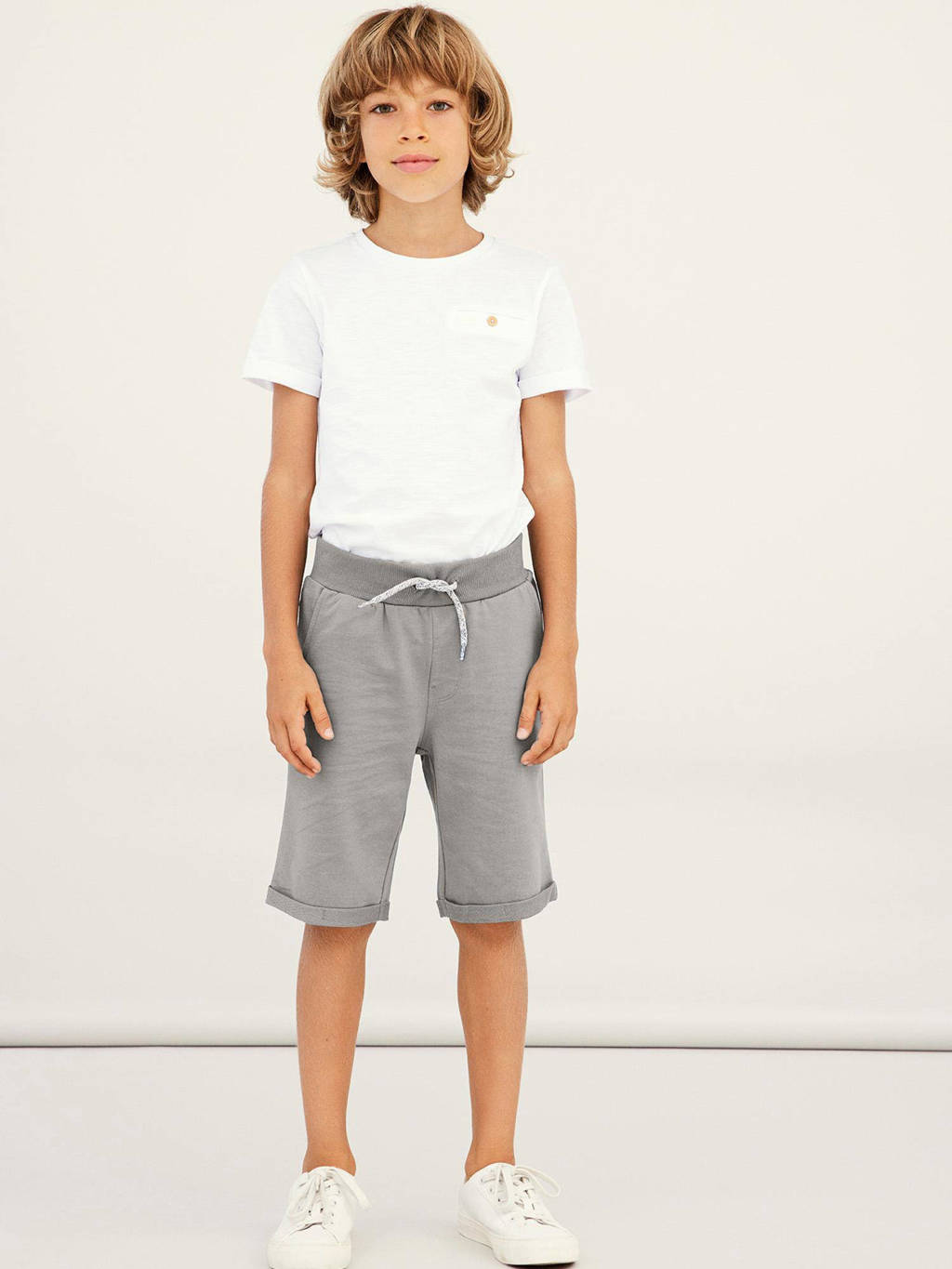 NAME IT regular fit sweatshort NKMVERMO grijs melange