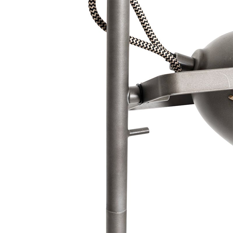 Industriële vloerlamp staal met hout 2-lichts - Emado