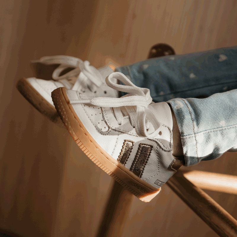 Shoesme wit-gouden sneakertje Leer | Meisjes schoenen