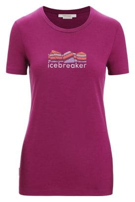 T-shirt Manches Courtes Mérinos Femme Icebreaker Tech Lite II Mountain Geology Violet