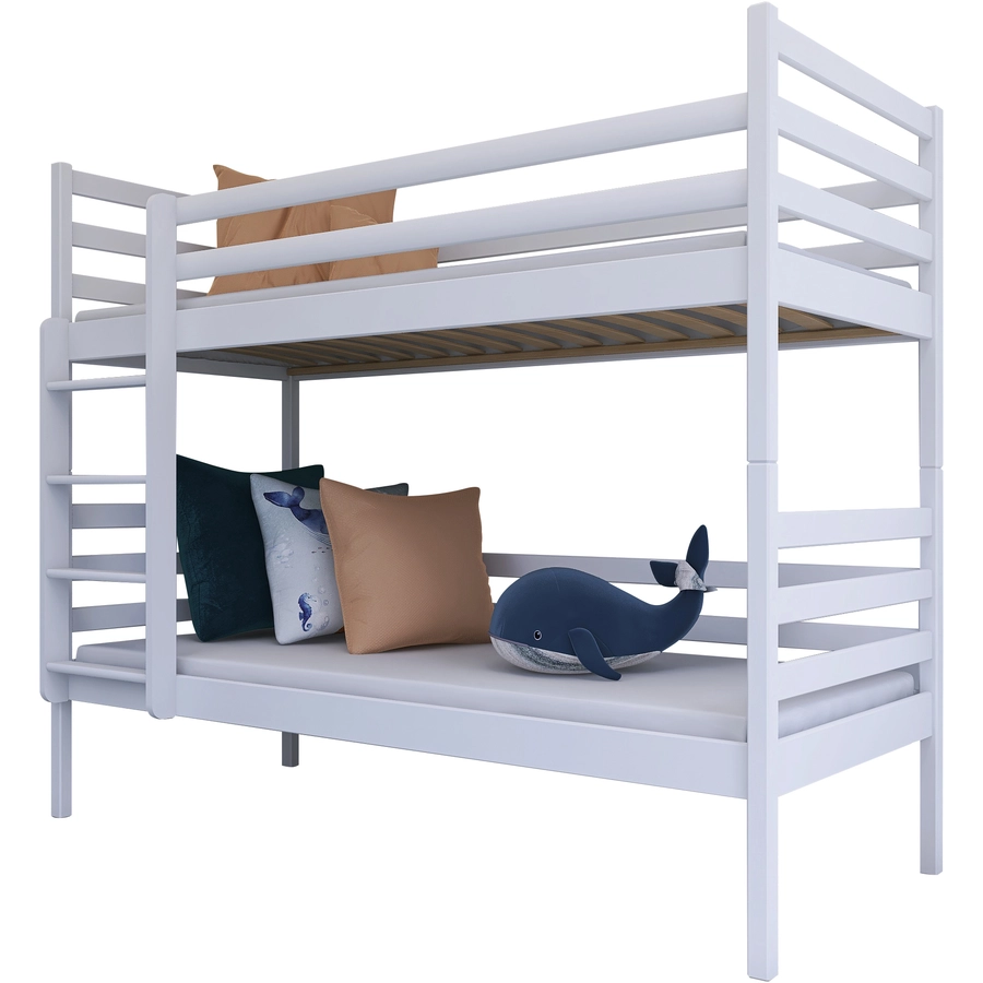Kids Collective Hochbett 90x200 Etagenbett mit Rausfallschutz und Lattenrost weiß