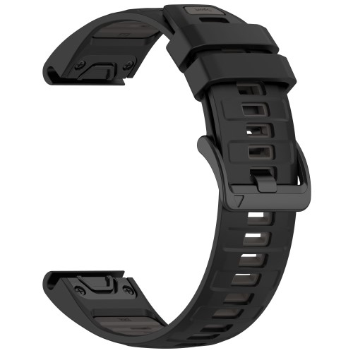 Garmin Fenix 7X Sapphire Solar Silikon Quickfit Armband mit Dornschliesse (Gelenkumfang: 170-220 mm) - Schwarz / Grau