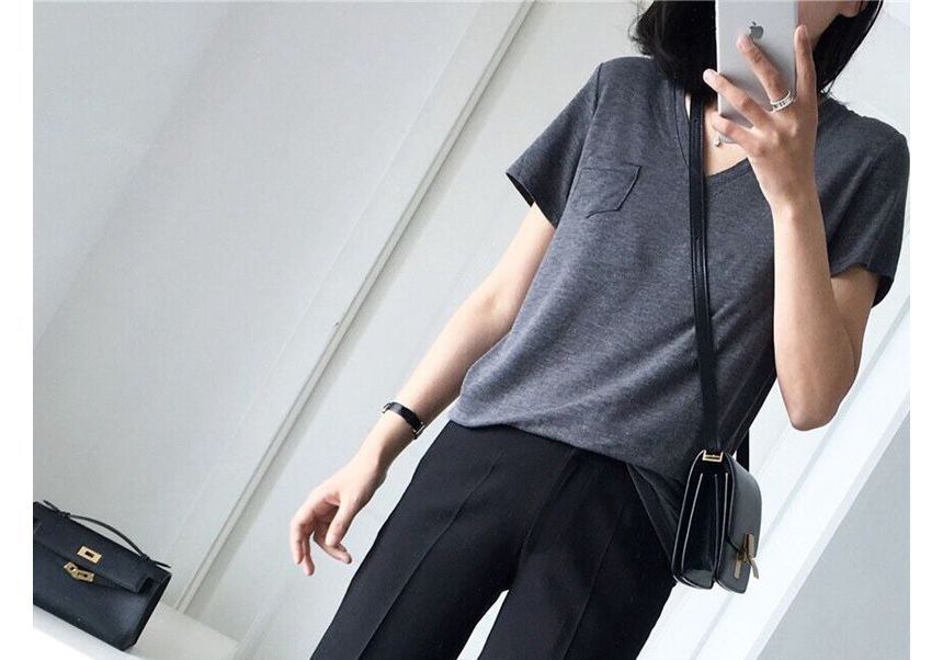 Inchioh - Hoge taille effen cropped broek