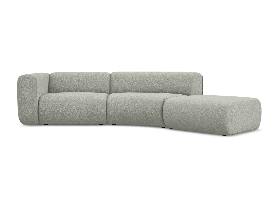 Canapé modulable 4 places droit en tissu texturé - gris clair - EKAHI