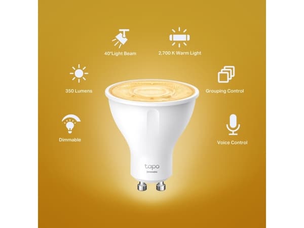 Tapo L610 - LED-pære for søkelys - GU10 - 2.9 W (ekvivalent 50 W) - klasse D - varmt hvitt lys - 2700 K (en pakke 2)