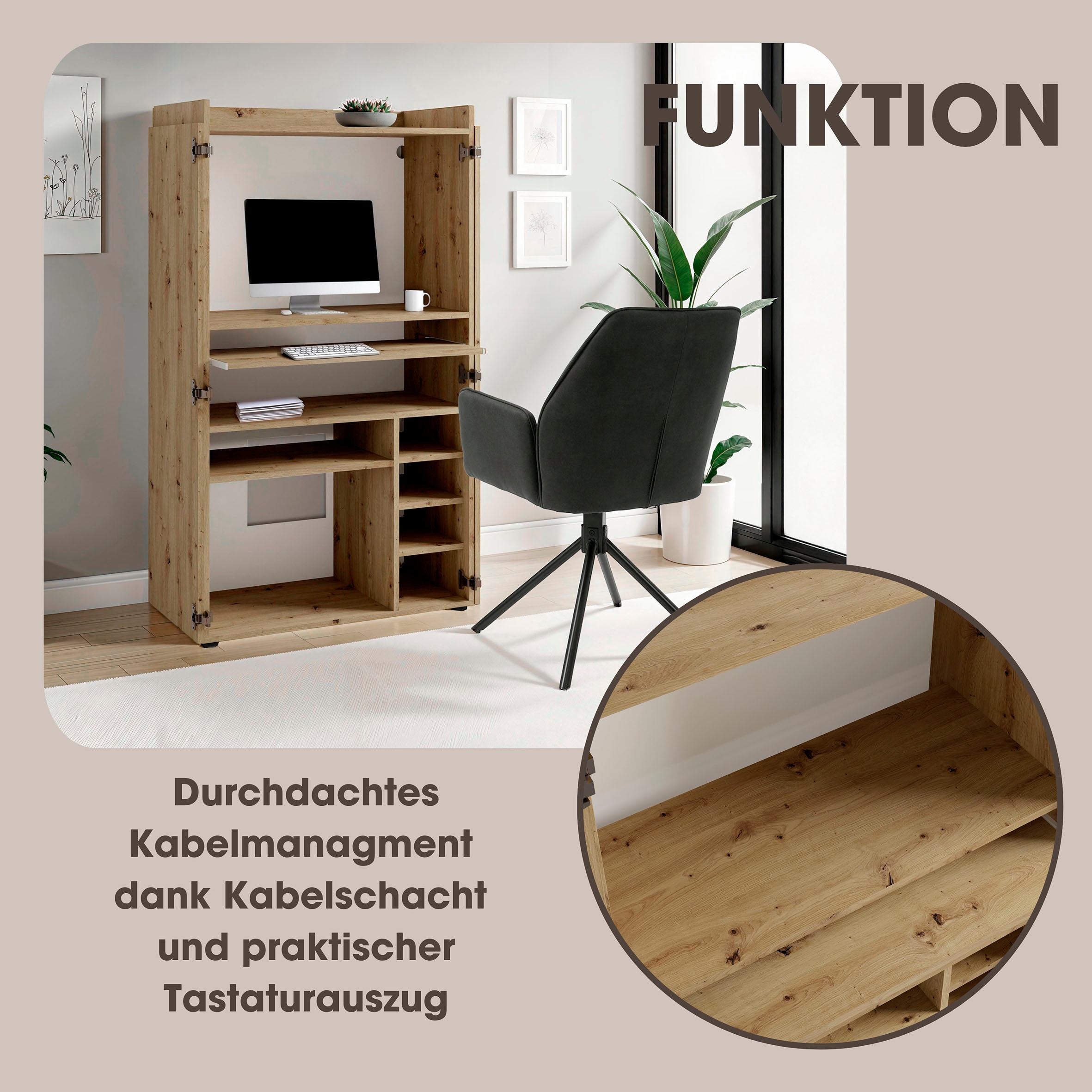 byLIVING Sekretär »Janne« platzsparende Arbeitslösung für den Wohnraum mit viel Stauraum
