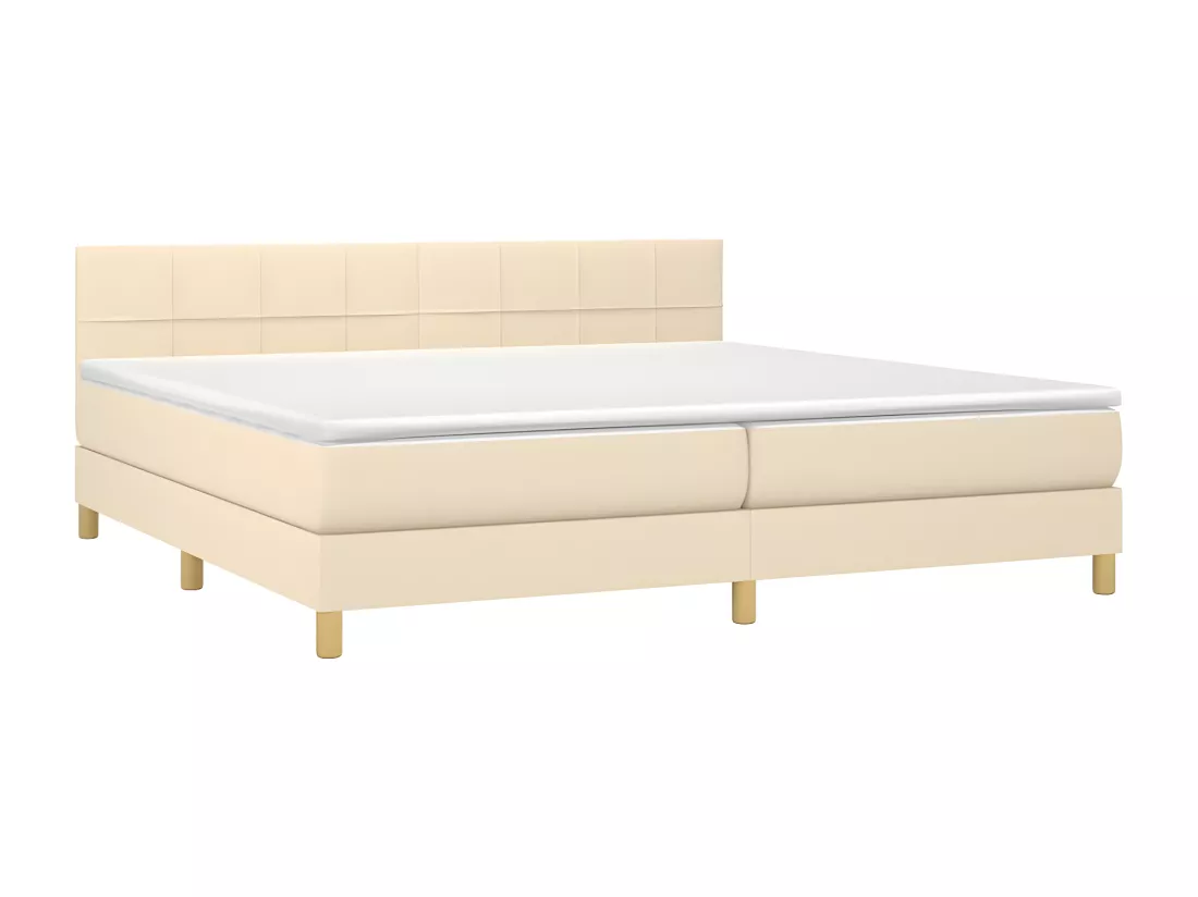 Sommier tapissier et matelas et LED Crème 200x200 cm Tissu