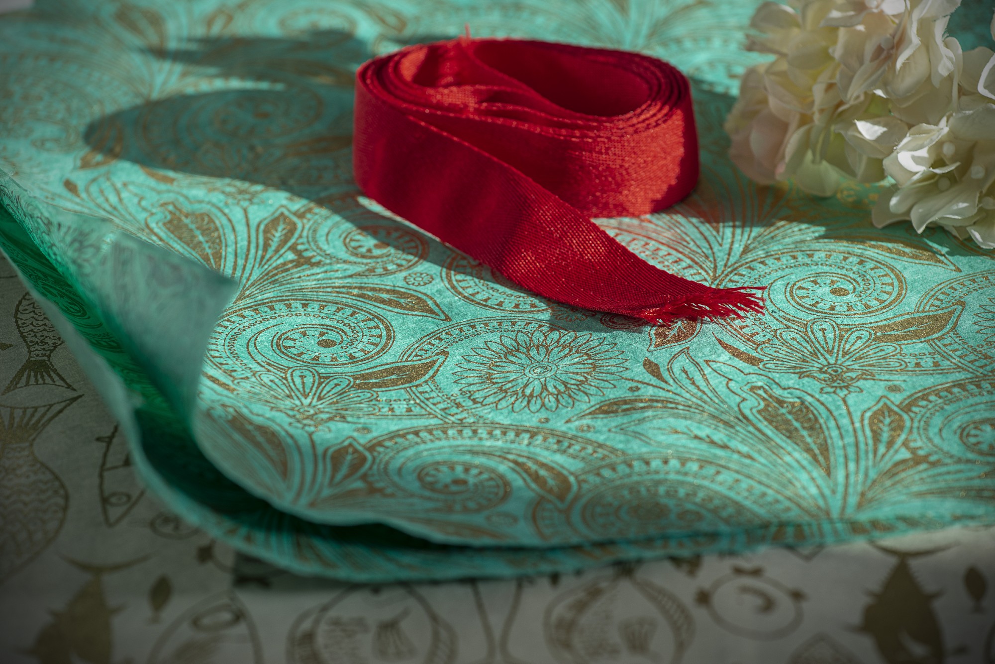 Geschenkpapier floral, mint, gold, L 76 cm, B 51 cm günstig bestellen