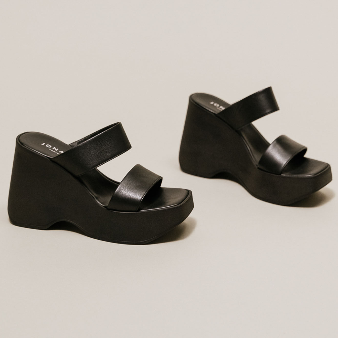 Jonak Mules en Cuir Priscilla noires - Talon 10 cm