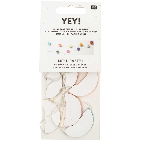 Guirlande papier 9 mini balles mutilcolores, 2 mètres