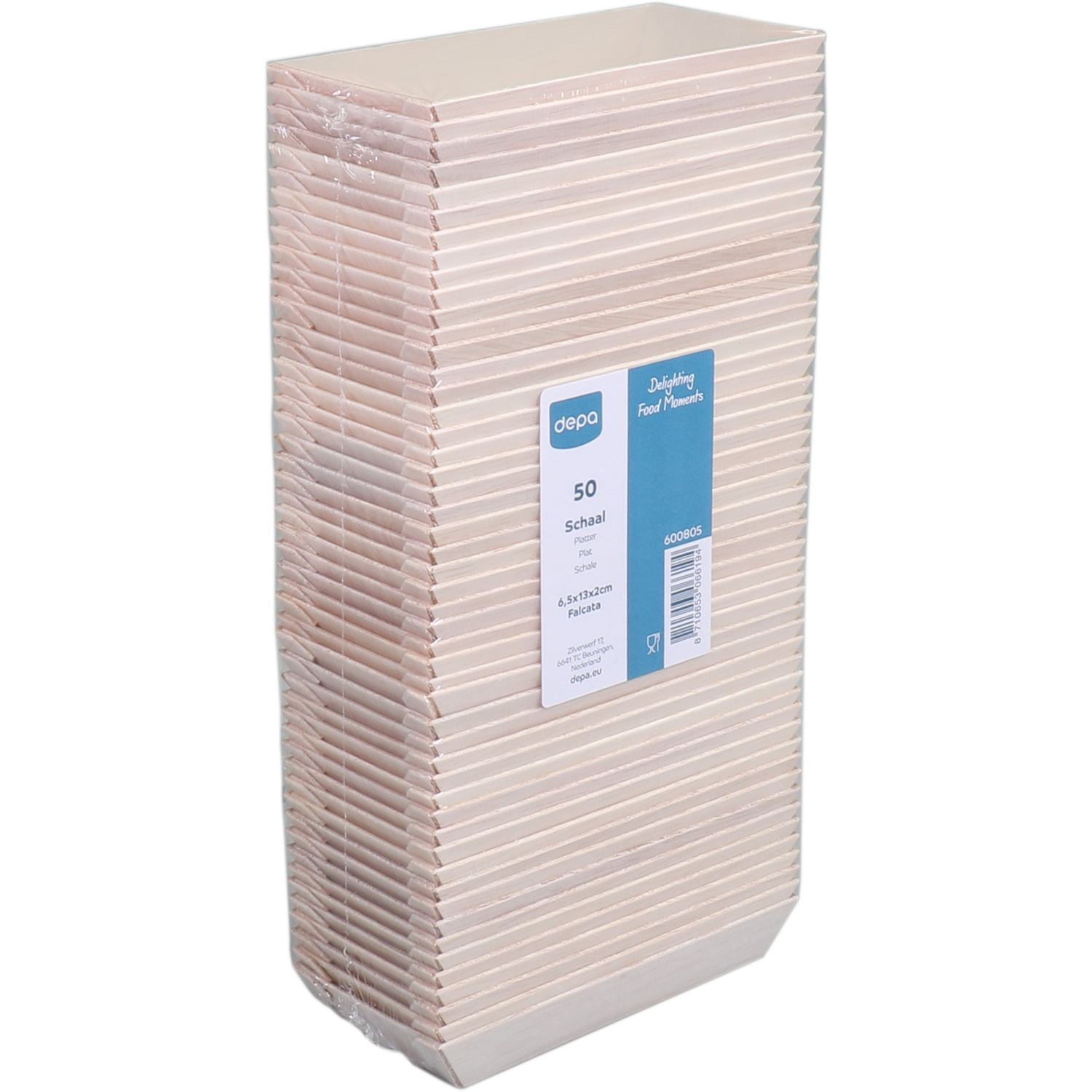 Depa Schaal, hout, rechthoekig, 130x65x20mm, naturel