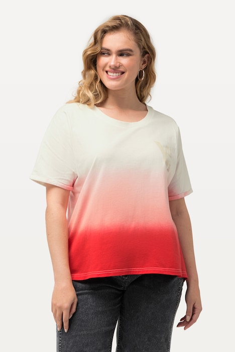 T-Shirt, Bubble-Jersey, Batikstreifen, Rundhals, Halbarm