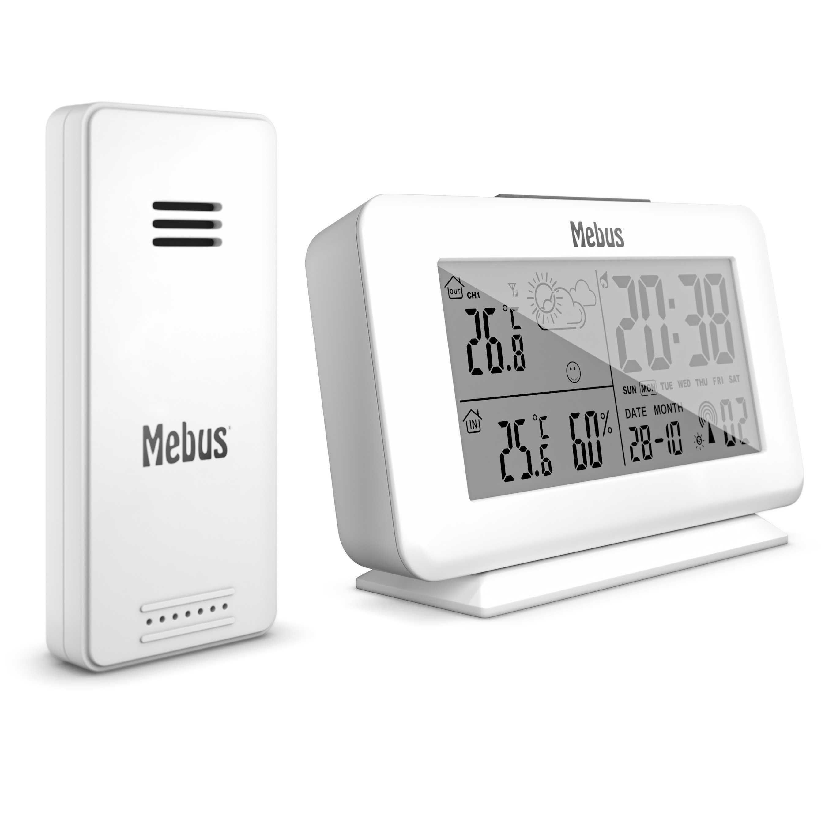 MEBUS Funkgesteuerte Wetterstation weiß