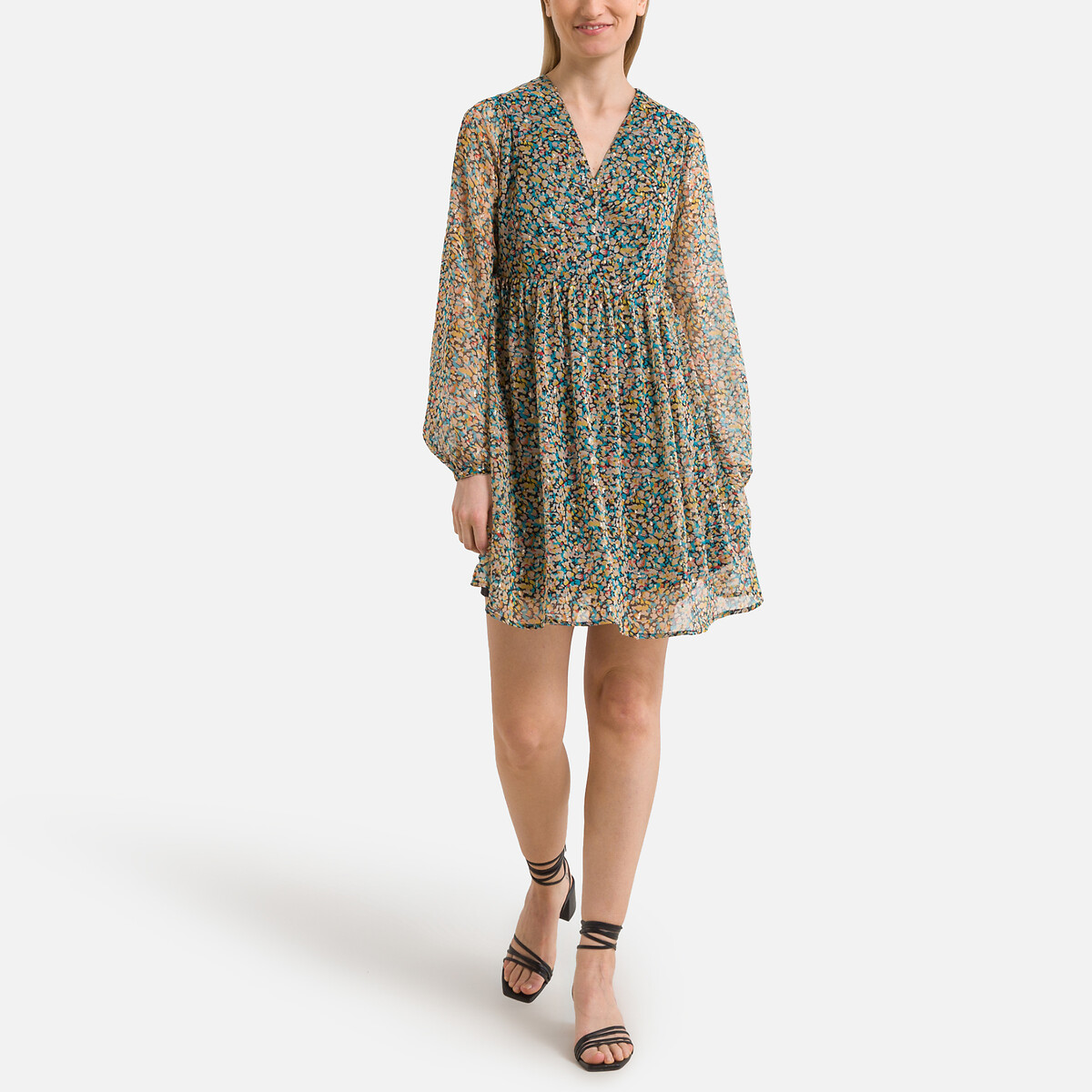 SOMENTE<br>Vestido estampado com decote em V