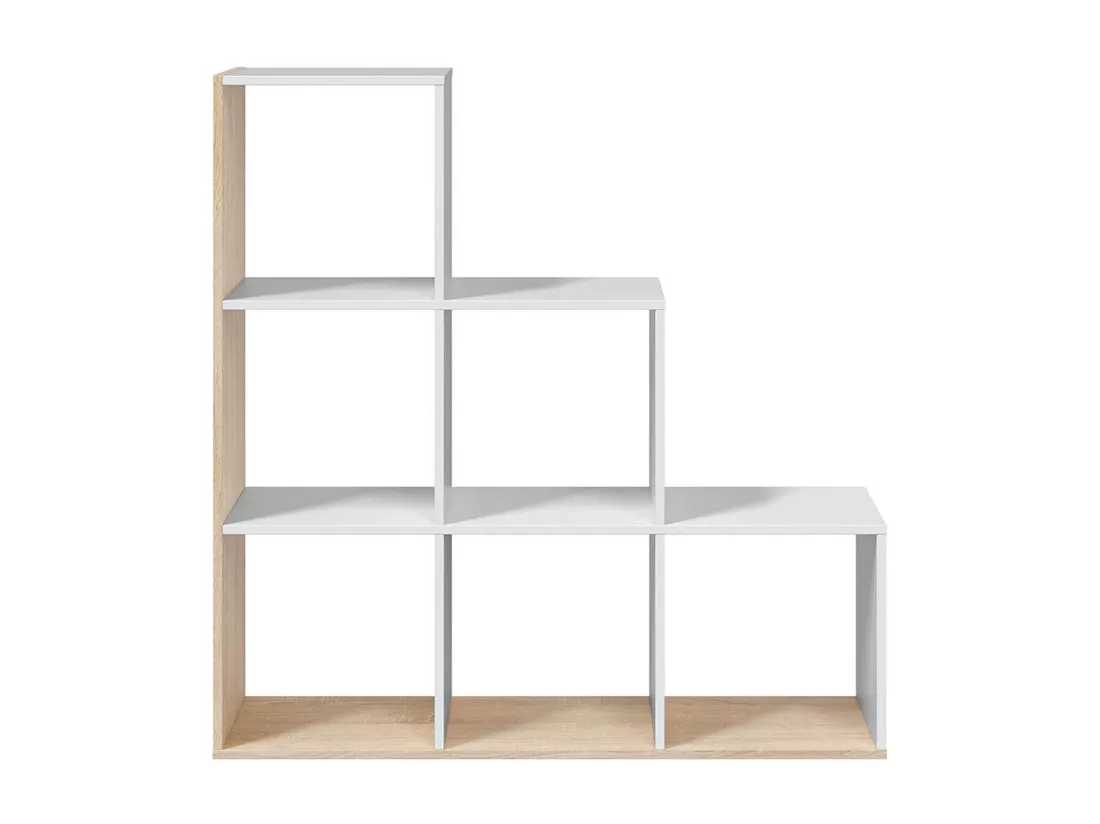 Bibliothèque escalier cube coloris chêne candiene / blanc artic -  Hauteur 110 x Longueur 108 x Profondeur 28 cm