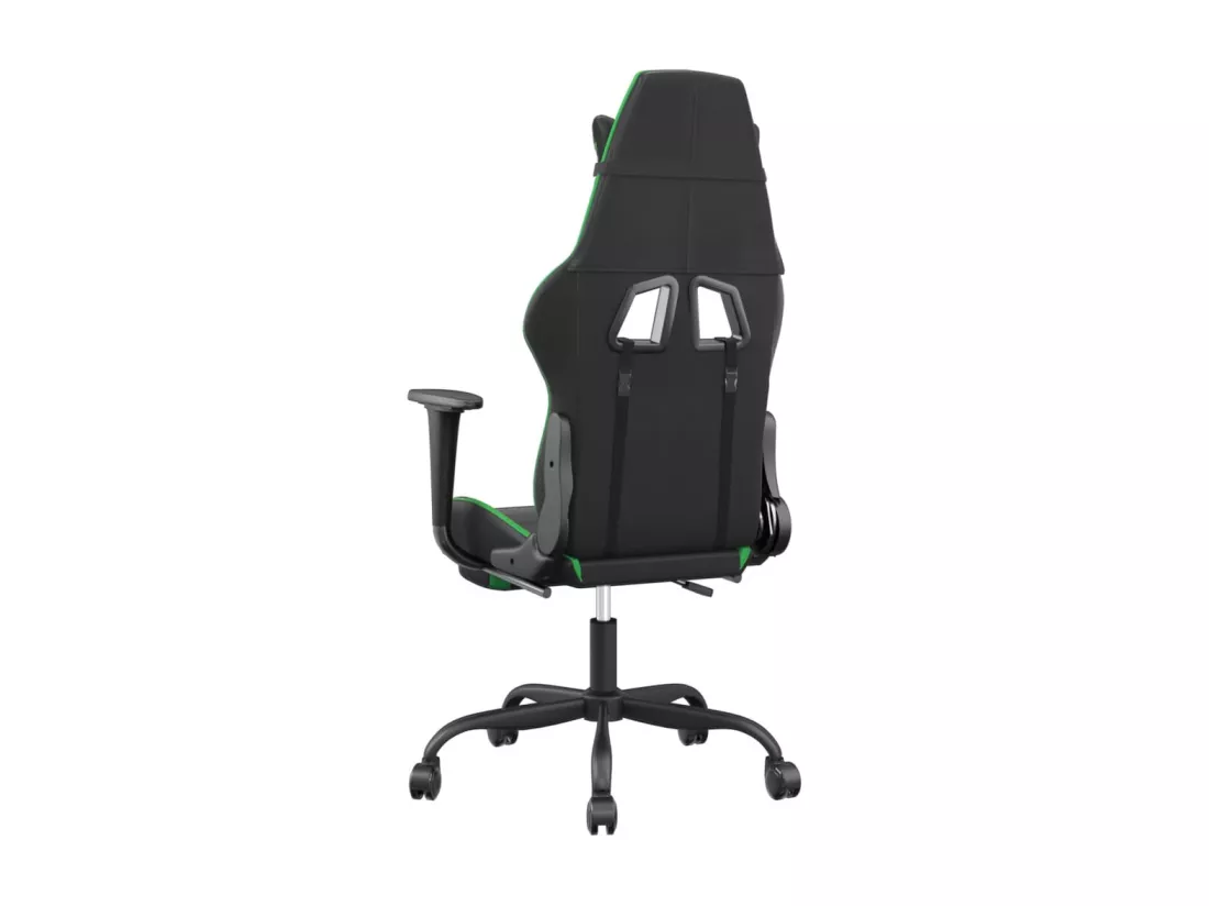 Chaise de jeu de massage et repose-pied Noir et vert Similicuir
