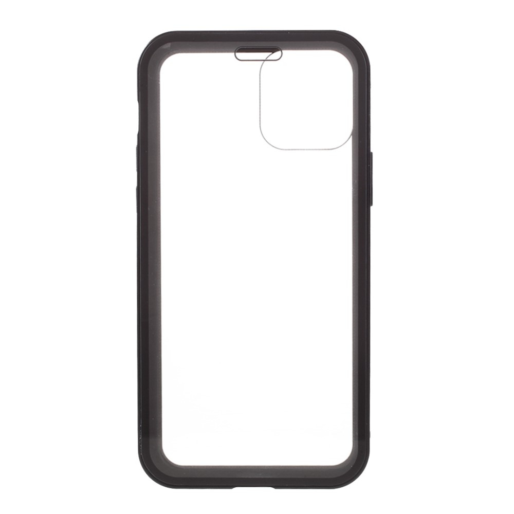 iPhone 12 / iPhone 12 Pro Magnetische Alu Schutzhülle mit Panzer Glas Backcover   Displayschutz (Magnet-Technologie) - Schwarz