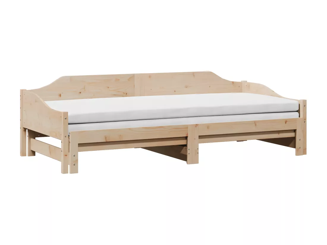 Lit de jour avec lit gigogne 80x200 cm bois de pin massif