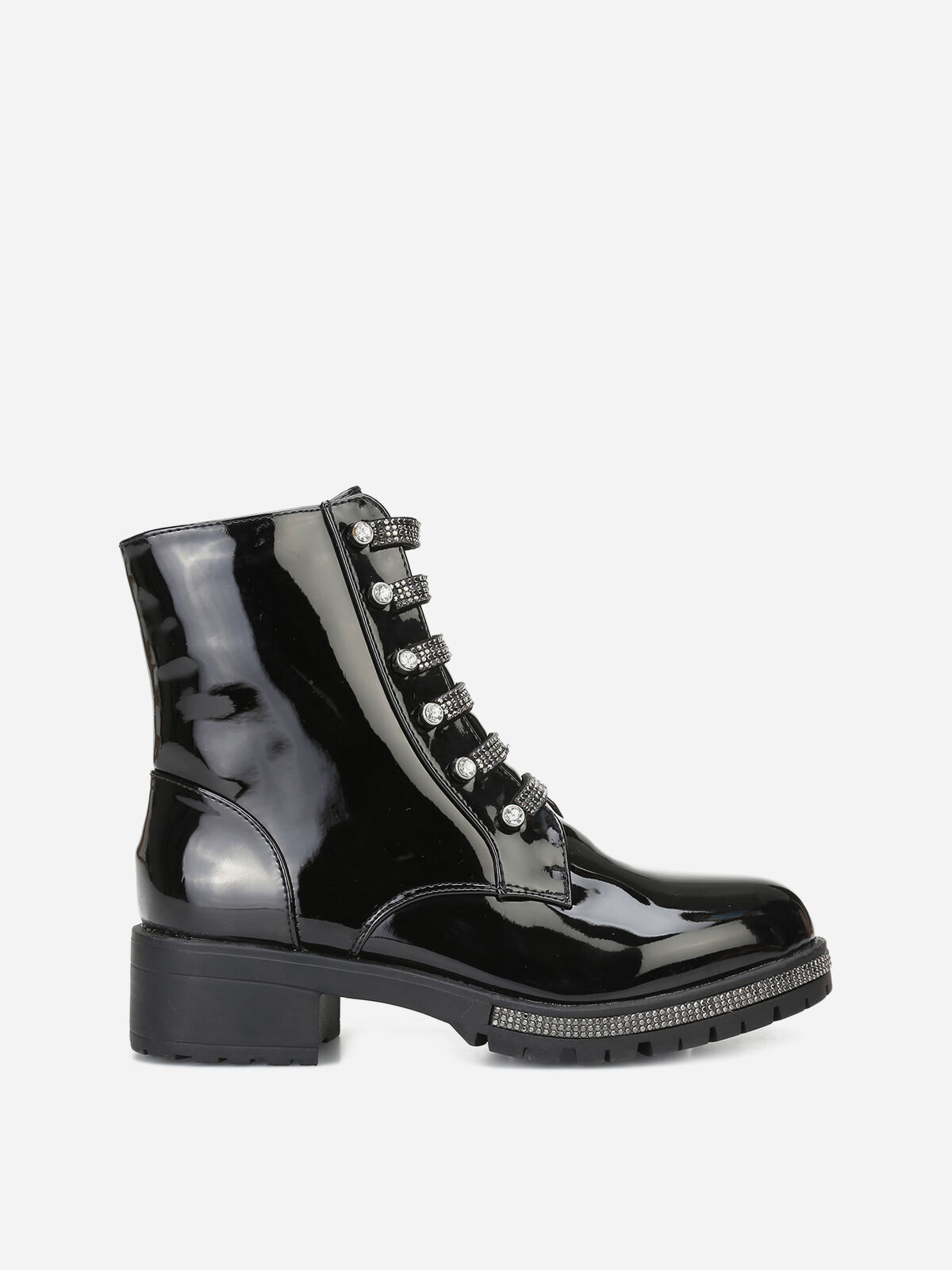 Rangers vernies à strass- Noir