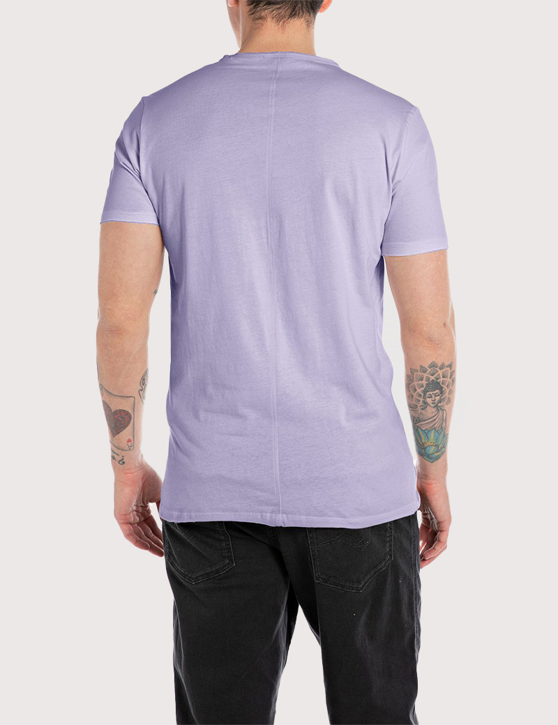 REPLAY T-SHIRT HOMME MANCHES COURTES COL ROND LAVANDE