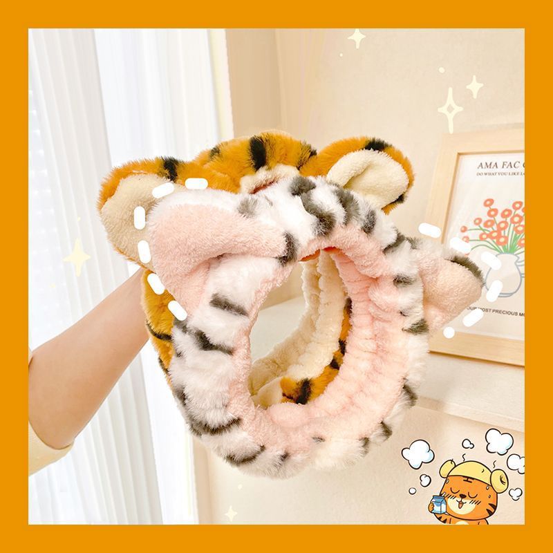 Momoi - Tiger Chenille Gezichtsreiniger Hoofdband