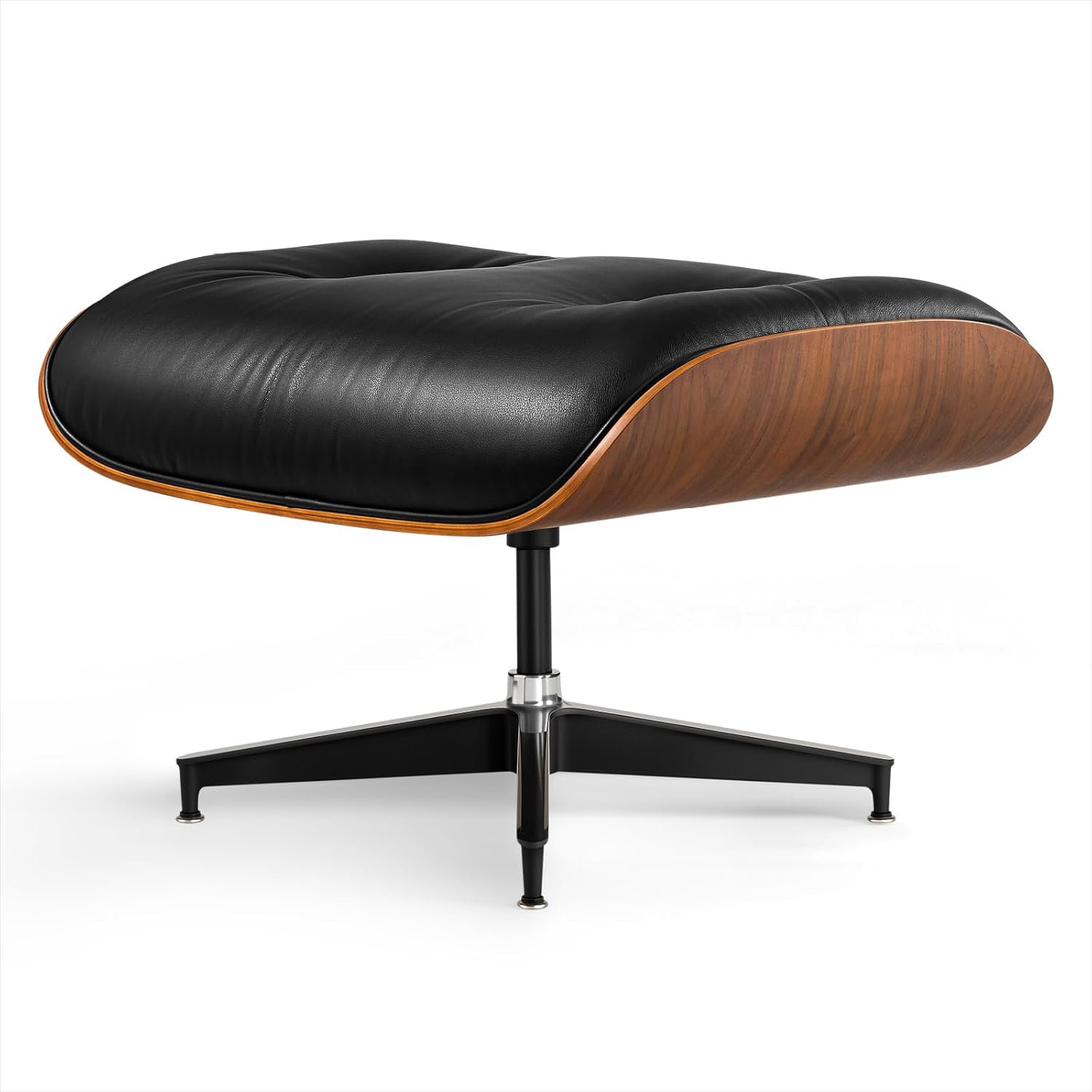 Echtleder Relaxsessel mit Hocker, Moderner Drehbarer Fernsehsessel, Chaiselongue mit Ottomane, Fester Neigungswinkel von 105°, Massiver Holzrahmen mit Gepolstertem Kissen, (Verbesserte)