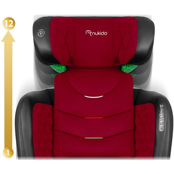 Bilstol Nukido Louis sort/rød 15-36 kg ISOFIX