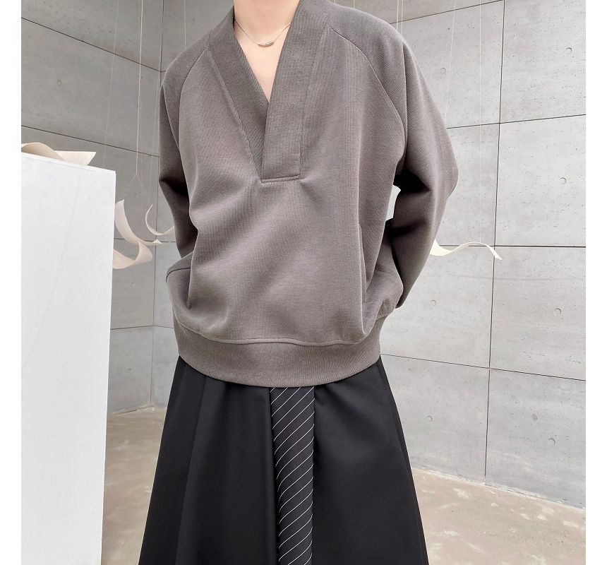 Patow - V-hals effen sweatshirt