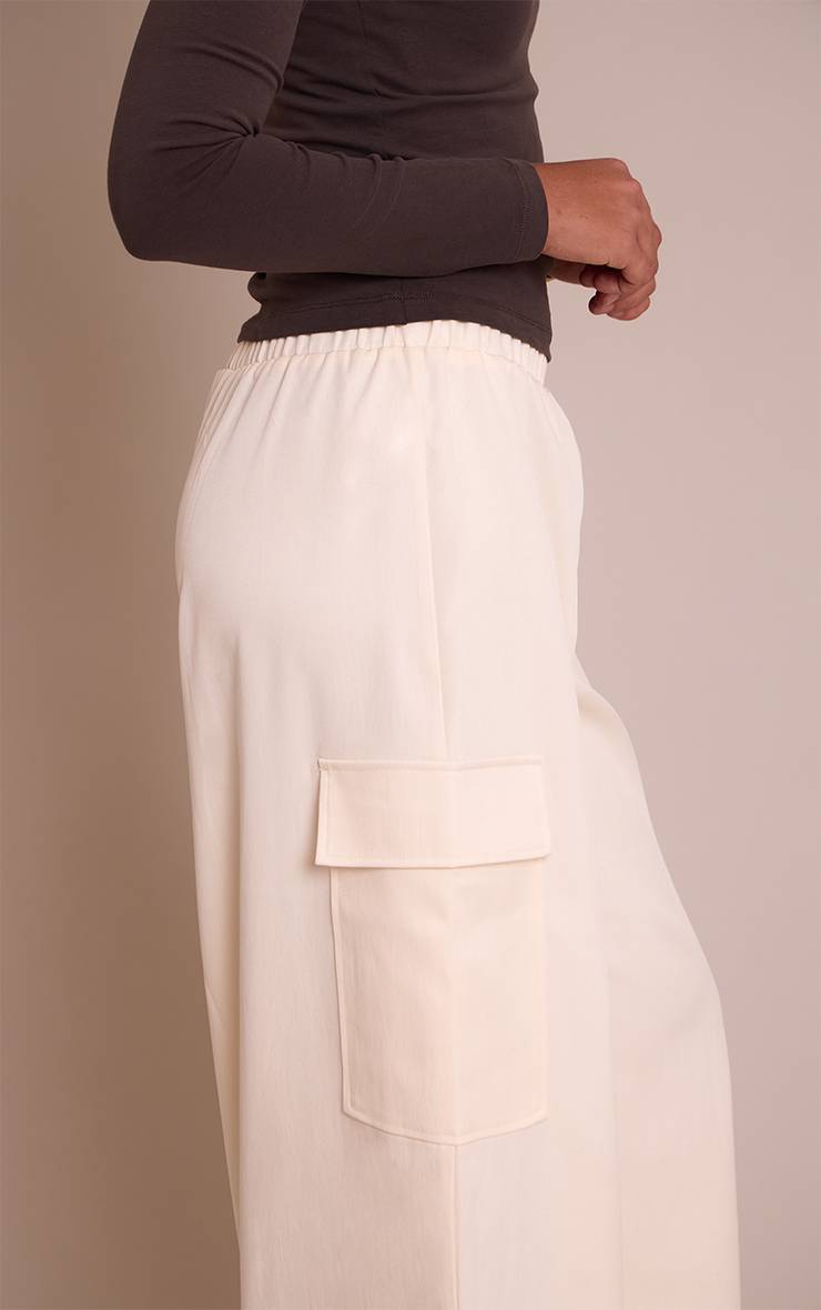 Crème Pantalon Cargo Large Tissé