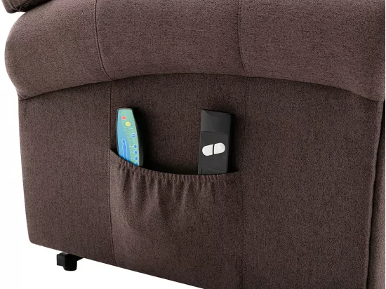 Fauteuil massant en tissu avec releveur électrique - Marron - LOVARI