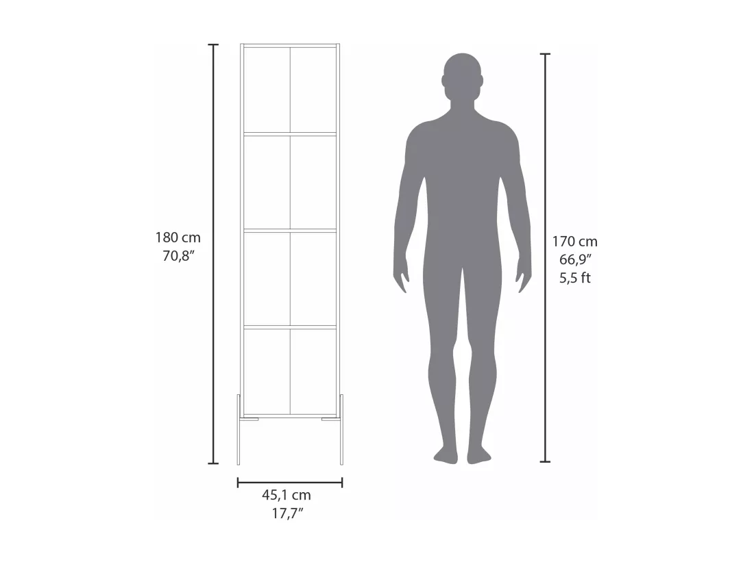 Meuble de salle de bain en mélaminé Sealy avec 2 portes et 4 étagères , Plomb , 180 cm X 45.1 cm X 35.5 cm