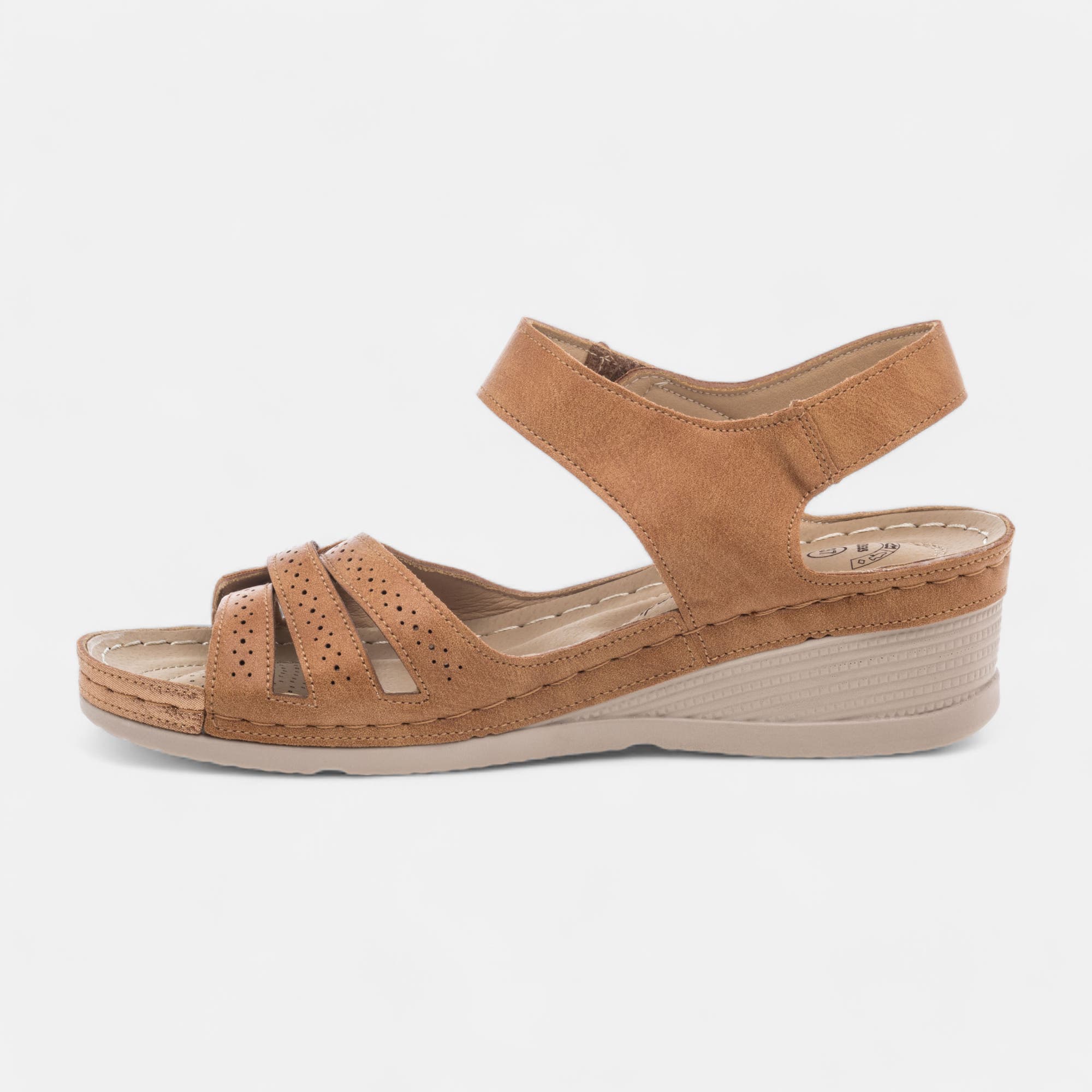Sandales à talon compensé Femme camel
