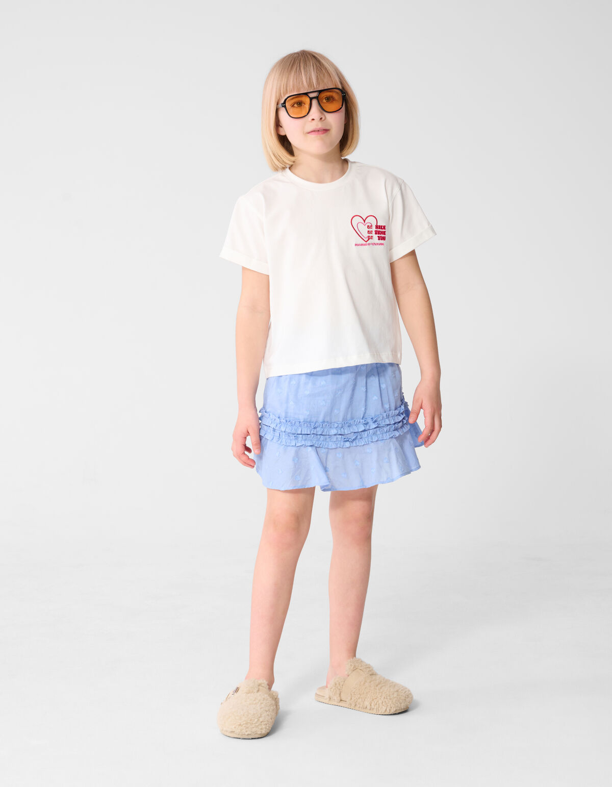 Ruffle Heart Mini Rok Lichtblauw