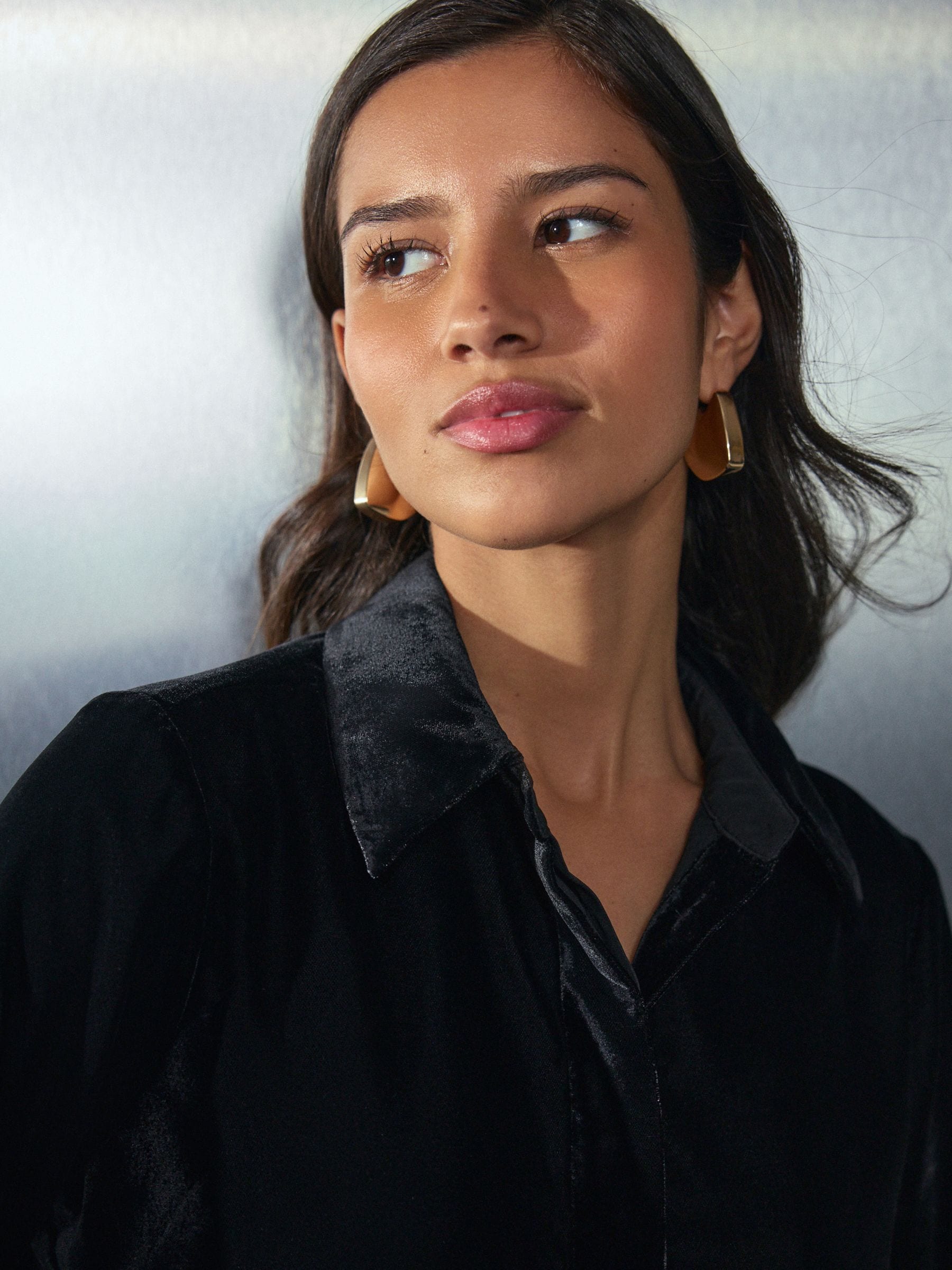 Zwart - Velvet Long Sleeve Shirt