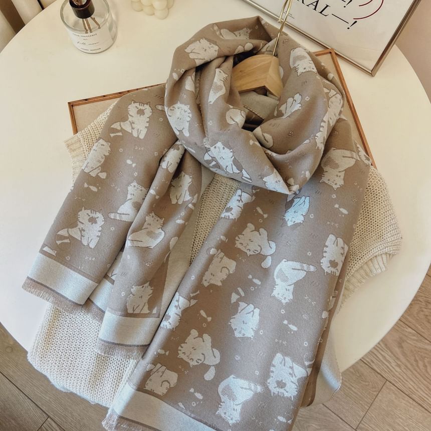 Frior - Sjaal met kattenprint