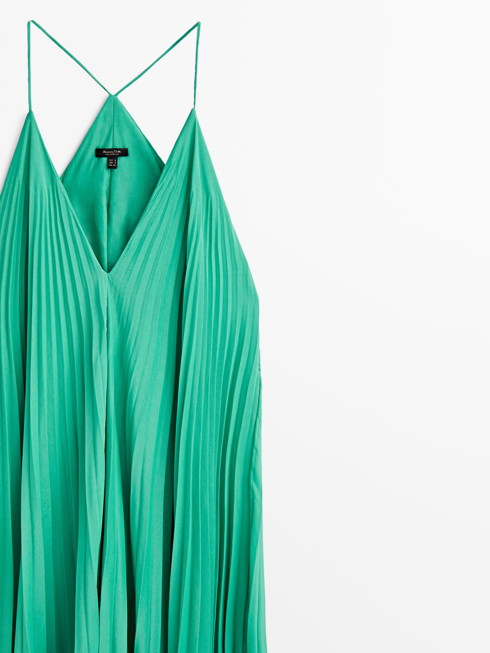 Vestido plissado com decote em bico - TURQ.OSCU