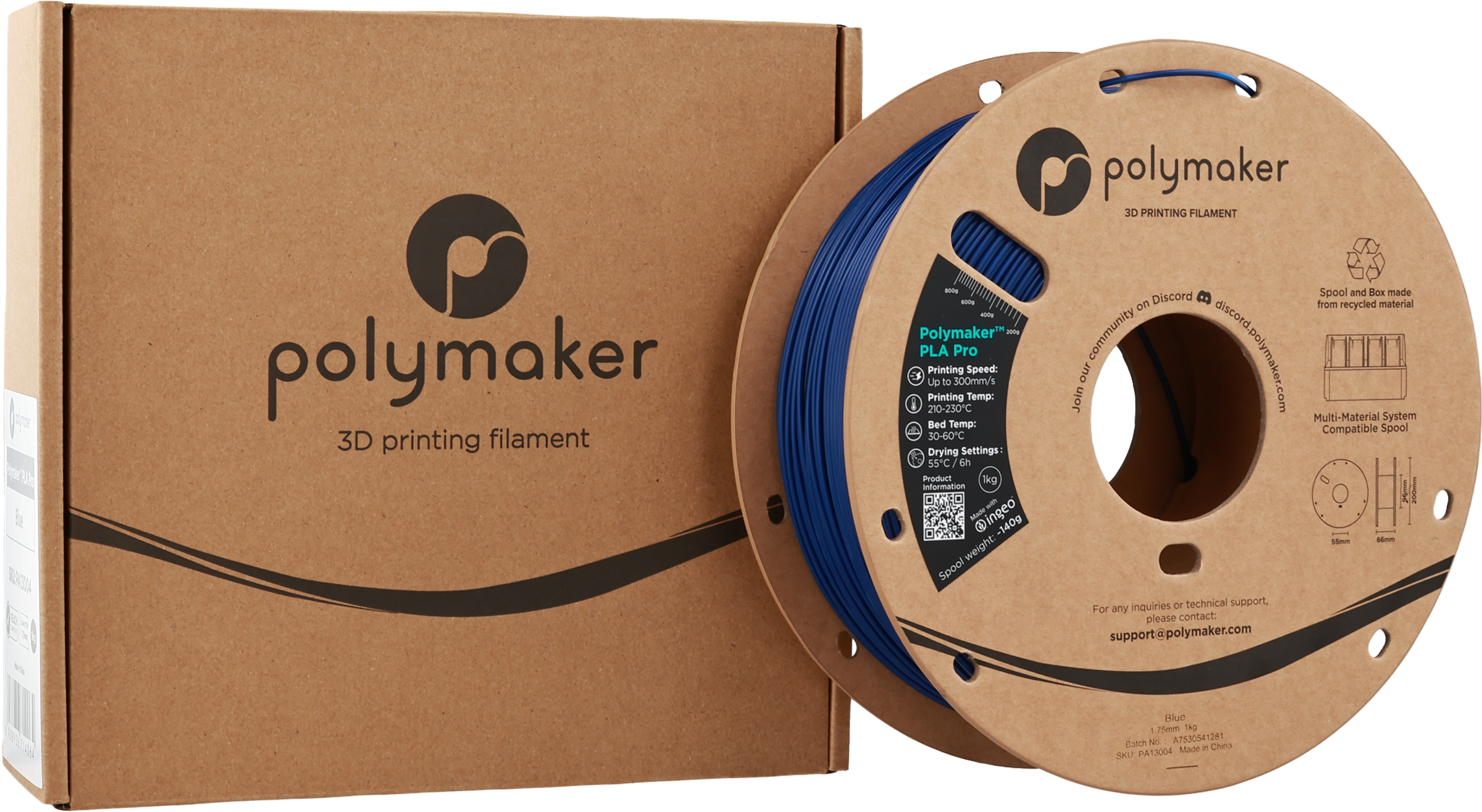 Polymaker  PLA Pro Blue, 1,75 mm / 1000 g    Neue, verbesserte Formulierung: Hochleistungs-High Speed-PLA in Blue