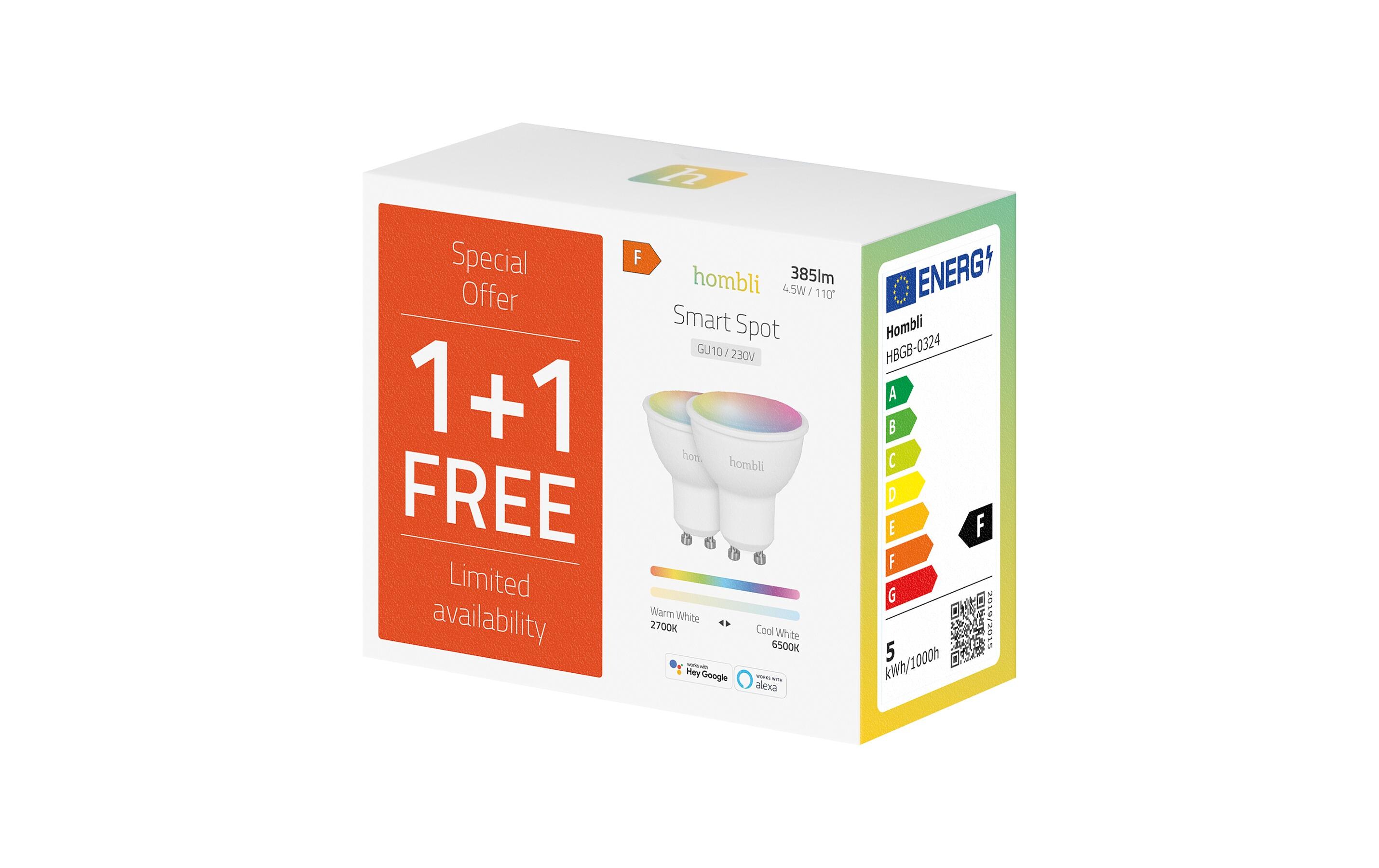 Leuchtmittel GU10 (4.5W) RGB + CCT 1+1 PackHombli Smart-Glühlampe