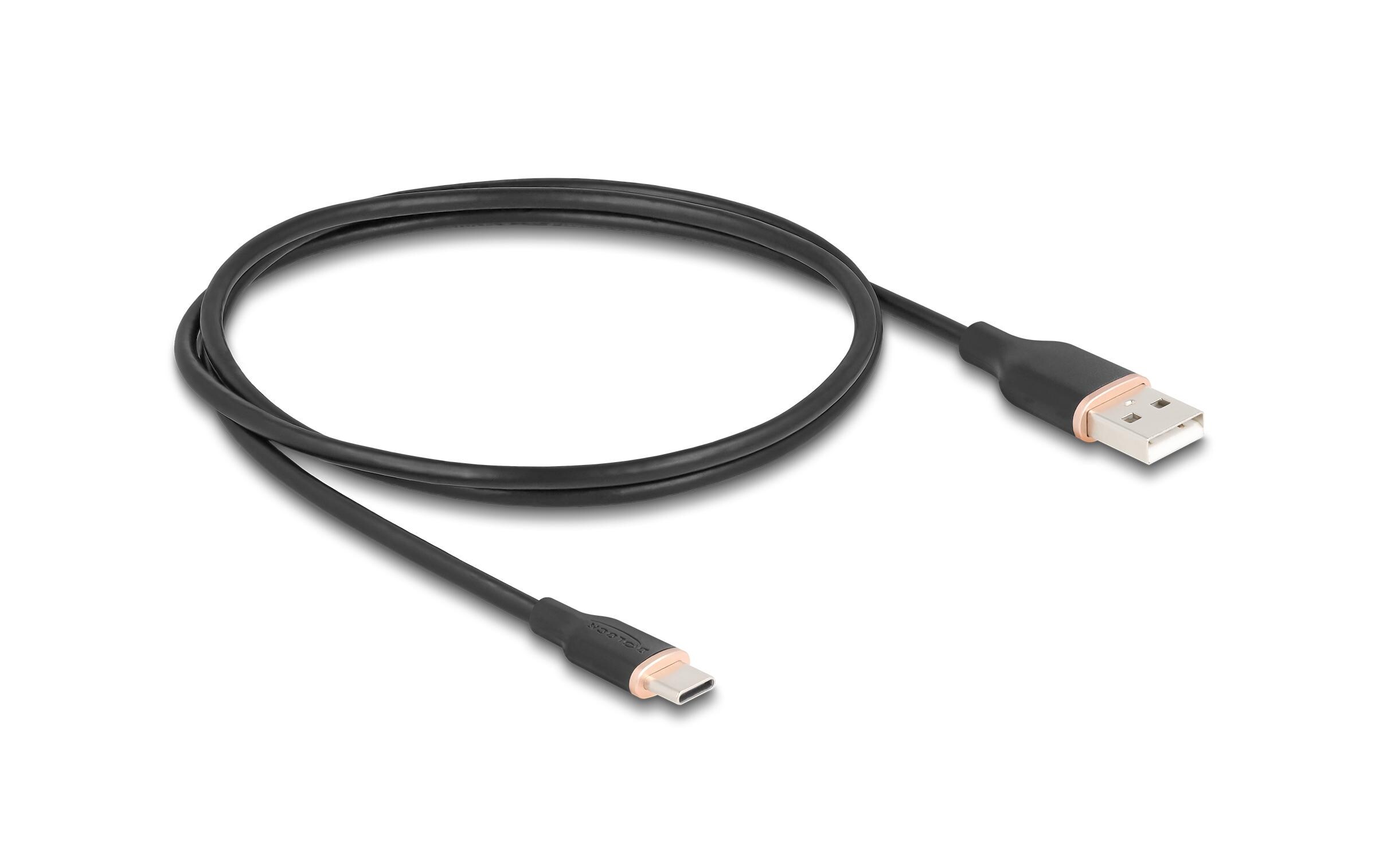 USB 2.0-Kabel Silikon USB A - USB C 1 mUSB-A-zu-USB-C-Kabel mit flexibler Silikonummantelung