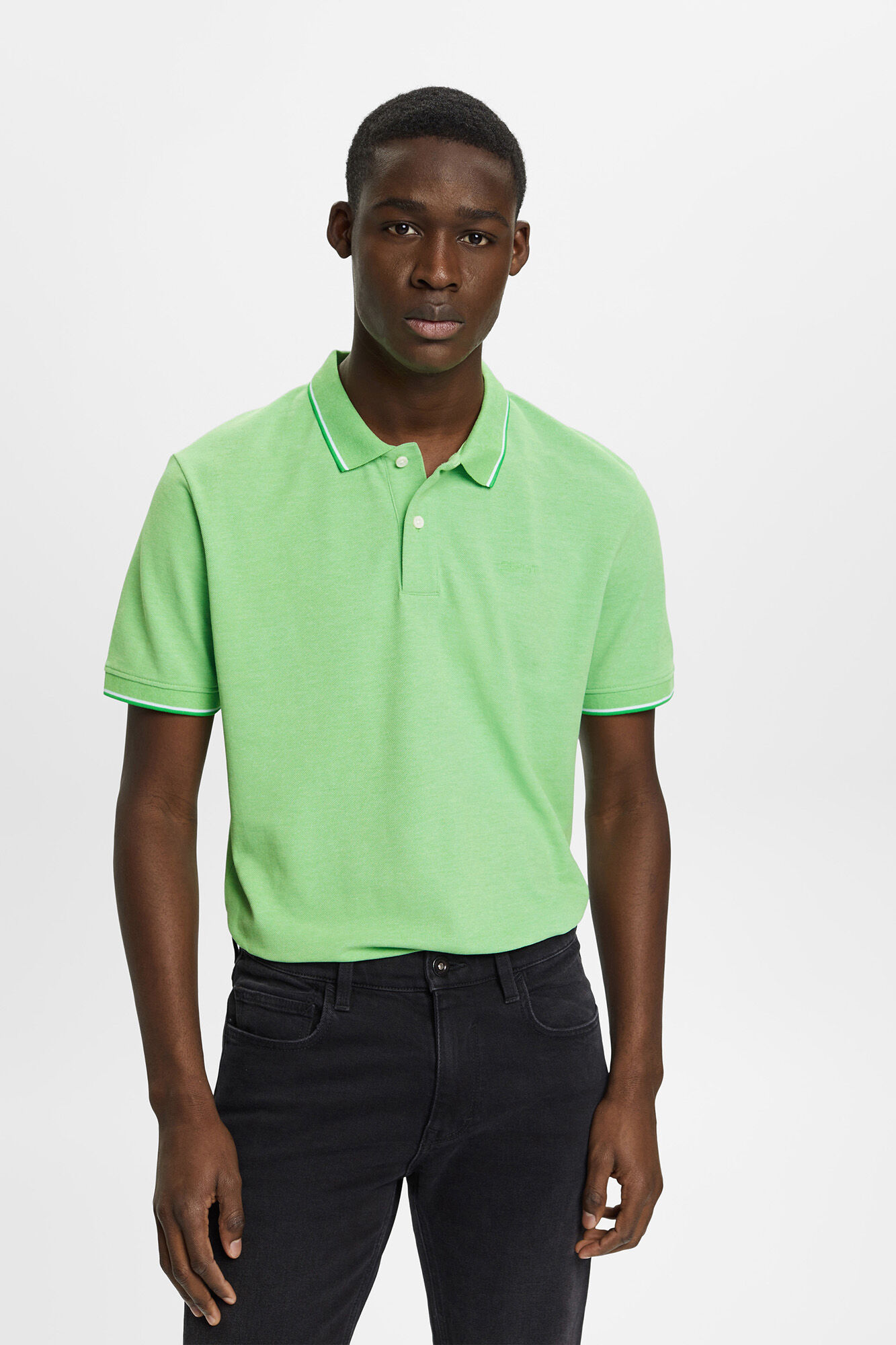 Camisa polo de piqué de algodão de manga curta - Verde