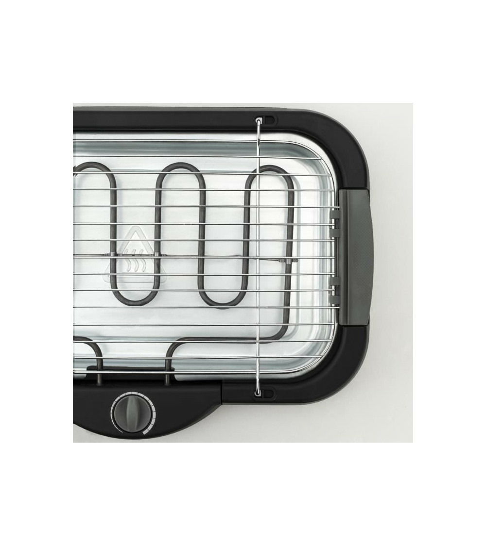 Gbe42 grill bbq électrique a poser ou sur pieds-41,5x24cm-température réglable-2000w -plateau amovible-pieds anti-déra